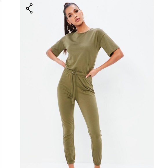 Missguided Pants - Missguided Slouch Drawstring Short Sleeve Jumpsuit